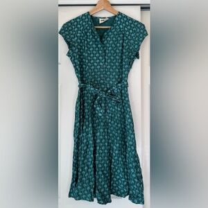 CIRCA Palm Tree Print Green Button-Up Midi Dress | Size S